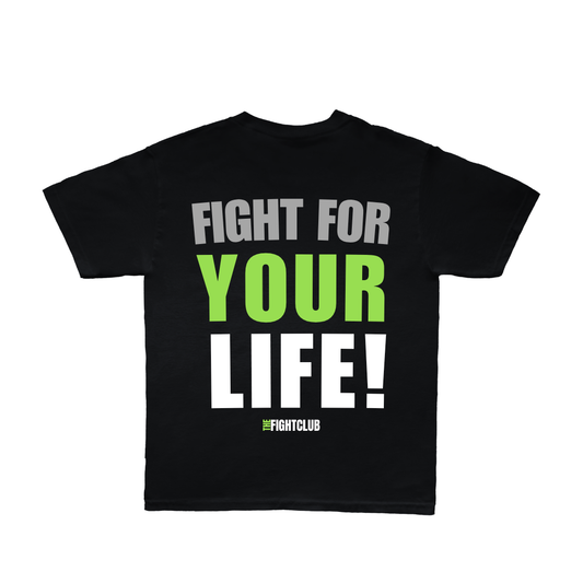 Big and Bold Fight for Your Life Tee – Black & Neon